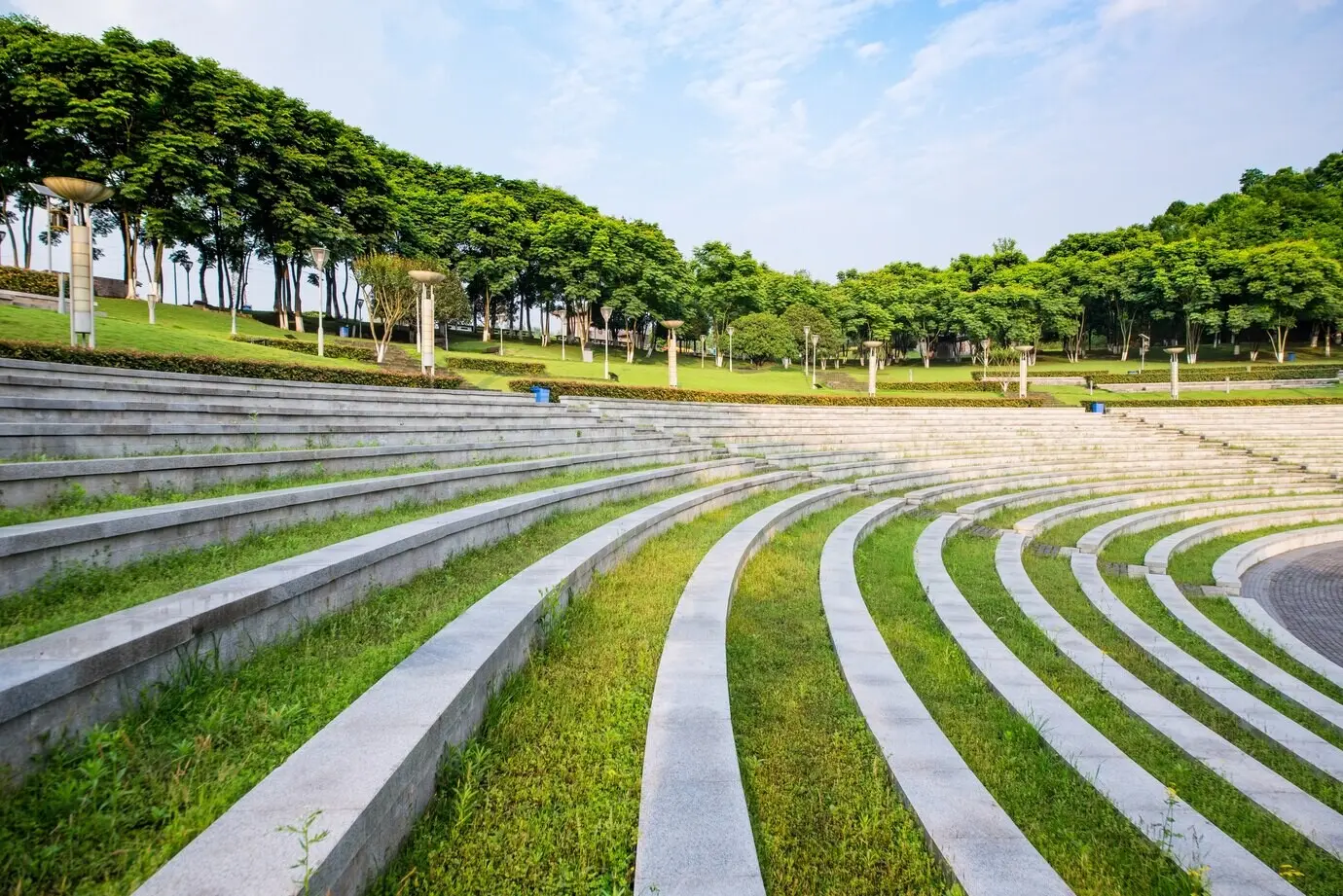 Steps and grass in the park